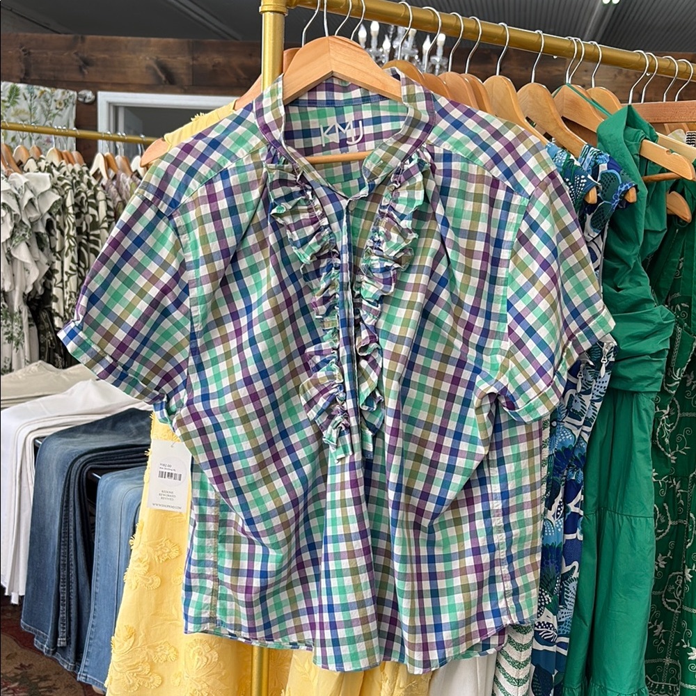 Plaid Ruffle Blouse - Multicolor